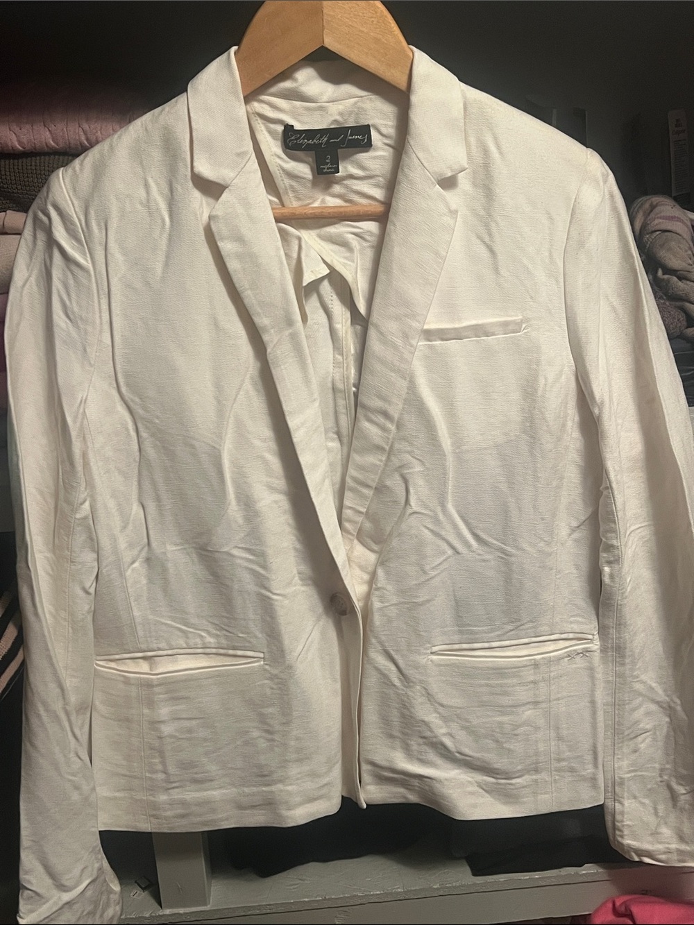 Elizabeth and James Cream Single-Button Women's Blazer